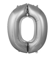 Gümüş 0 Rakam Folyo Balon 36 cm 1 Adet