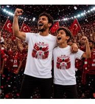 BK Gift Kişiye Özel Türkiye Taraftar Temalı 2026 Dünya Kupası Tasarımlı Baba&Oğul Tişört Seti-2, Tek Yürek Milli Takım Ruhu
