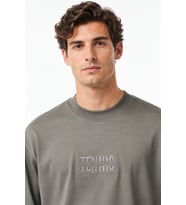 Lacoste Men's Loose Fit Mens Sweatshirt Bol Kesim Bisiklet Yaka Organik Pamuk Erkek Sweatshirt Gri