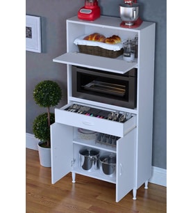 Eliusta Avelin Kapaklı Mini/Midi Fırın Dolabı 85 cm Beyaz Çok Fonksiyonlu 85x163,4x32,5 cm Mutfak Dolabı