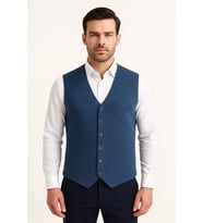 Herman Slim Fit Erkek Düğmeli Triko Yelek - 7461 (İndigo)