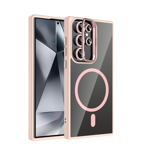 Samsung Galaxy S23 Ultra Remim Lensli Magsafe Standlı Kapak - Pembe
