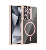Samsung Galaxy S23 Ultra Remim Lensli Magsafe Standlı Kapak - Pembe