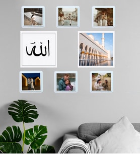 Kişiye Özel Fotoğraflı Dini Motif İslami Sök-Tak 7 Adet Masaüstü Ve Duvar Çerçeve Seti