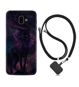 Samsung J6 Plus J7 Prime J7 Pro M20 Kılıf Boyun Askılı Silikon Black Purple Wolf 1791