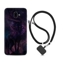 Samsung J6 Plus J7 Prime J7 Pro M20 Kılıf Boyun Askılı Silikon Black Purple Wolf 1791