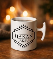 BK Gift Kişiye Özel İsimli Hammer Kulplu Beyaz Kupa Bardak-6, Arkadaşa Hediye, Sevgiliye Hediye, Doğum Günü Hediyesi
