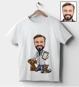 Kişiye Özel Veteriner Tasarımlı Karikatür Tişört