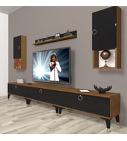 Decoraktiv Eko 270DA Mdf Gold Tv Ünitesi Tv Sehpası (Siyah - Ceviz)