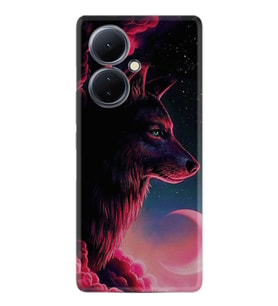 Vivo V29 Lite Kılıf Resimli Desenli Baskılı Silikon Wolf and Moon 1380