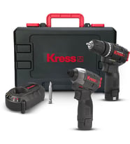 Kress KUG02 12Volt/2.0Ah. Li-ion Çift Akülü Kömürsüz Profesyonel Darbeli Matkap+Darbeli Tornavida Kombo Set