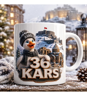 Kars Temalı Memleket Kupası – 36 Kars Kazı Kars Kalesi ve Karlı Tarihi Yapılar Eğlenceli Baskılı Seramik Kupa