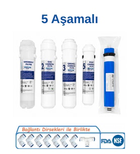 Avon Class 5 Aşamalı Su Arıtma Filtresi Kapalı Kasa Seti Vontron Membranlı Sediment GAC Karbon Granül Karbon Post Karbon 80 GPD RO Membran Filtre
