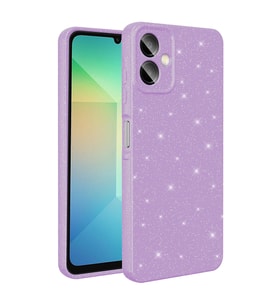 Samsung Galaxy A06 Kılıf Simli Silikon Lüks Kapak (Lila)