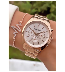 Tom Jones MRD12203 Rose Gold Renk Kadın Kol Saati Bileklik Hediyeli