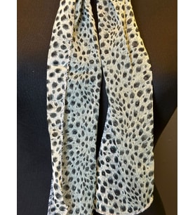 LEOPAR ŞİFON FULAR SAÇ BANDI BOYUN FULAR 115X15 CM (Füme)
