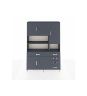 Arges Gardrop 9 Raflı 5 Çekmeceli 5 Kapaklı 132x30x195 Antrasit-Antrasit