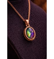 Kadın Bakır Kolye Doğal Mistik Topaz Taşlı Minimal Model Kolye