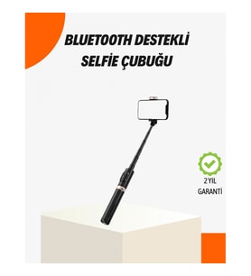 Mey İthalat® Bluetooth’lu Işıklı Selfie Çubuğu – Katlanabilir, 130 cm
