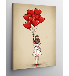 Kanvas Tablo Balon Tutan Küçük Kız
