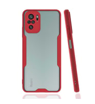 Xiaomi Redmi Note 10 Kılıf Kamera Korumalı Arkası Şeffaf Silikon (Kırmızı)