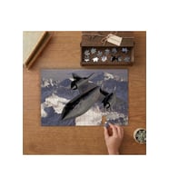 Karlı Dağların Üstünde Uçan Savaş Uçağı Tasarımı 240 parça Ahşap Puzzle Ahşap Kutuda MP02021