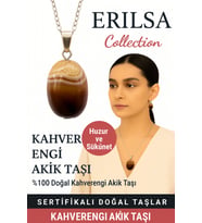 Sertifikalı Kahverengi Akik Doğal Taş Kolye – Huzur Sükunet Denge ve Koruma Taşı (Çok Renkli)