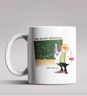 Kişiye Özel Fen Bilgisi Öğretmeni Tasarımlı Beyaz Renk Kupa