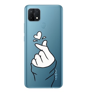 Oppo A15 / A15S Uyumlu Kalp Desenli Şeffaf Telefon Kılıfı