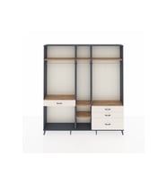 Arges Dolap 7 Raflı 4 Çekmeceli 3 Askılı 220x30x243 Antrasit-Çam/Aytaşı