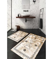 Dijital Baskılı Kaymaz Taban Yıkanabilir 2'li Klozet Takımı Banyo Paspası NDKZ-HT-673 (Kahverengi)