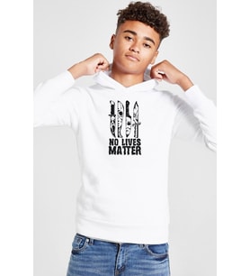 Horror Knifes No Live Matter Beyaz Çocuk 3ip Kapşonlu Sweatshirt