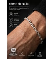 Erkek Kadın 925 Ayar Gümüş Forse Bileklik Şık Zincir Bileklik