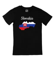 Slovakya Haritalı ve Bayraklı Siyah Tişört