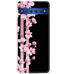 TCL 10 Plus Kılıf Desenli Silikon Pink Flowers 3