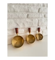 3'lü Mini Akasya Saplı Çelik Yuvarlak Ölçü Kaşığı Kalıbı 60 ml / 120 ml /180 ml