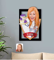 BK Gift Kişiye Özel İsimli Kadın Chef Karikatürlü 3D Ahşap Tablo-2