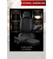 hyundai elantra 1993 Koltuk ve Kılıf uyumlu Minder Siyah Yastık Lüks 2 Minder 2 Yastık
