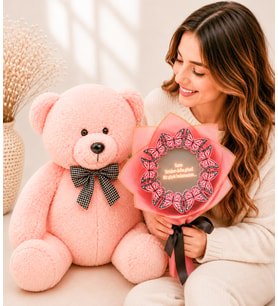 Led Işıklı Peluş Kelebek Buketi Ve 80 Cm Peluş Ayıcık