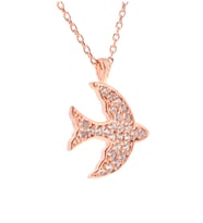 925 Ayar Favori Zirkon Taşlı Kırlangıç Modelli Gümüş Kolye (Rose - Gold)
