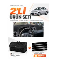 SUZUKI SX-4 (2006-2014) Uyumlu Torpido Örtüsü + Deri Bagaj Çantası + Sticker Seti - Siyah
