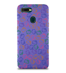 Oppo AX7 Uyumlu Lansman Kılıf Hello Kitty Tasarımlı İçi Kadife Kapak-Mor (Şeffaf)