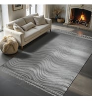 Dinarsu Alaçatı Püsküllü Parça Halı 150X230 Ariso Gri