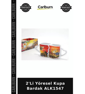 Özel Üretim Hediyelik Mutfak Dekoratif 2'Li Yöresel Kupa Bardak ALK1547