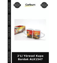 Özel Üretim Hediyelik Mutfak Dekoratif 2'Li Yöresel Kupa Bardak ALK1547