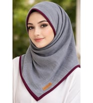 Mismara Müslin Biyeli Eşarp Gri Bordo