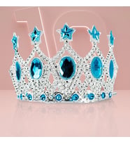Çocuk Kraliçe Tacı - Mavi Yıldız İşlemeli Prenses Tacı 15x7 Cm