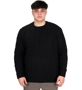 Mode XL Büyük Beden Erkek Kazak Bisiklet Yaka BRAIDED 24211 Siyah