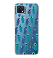 PrintiFy Oppo A15  ile Uyumlu 1mm Slim Fit Nazar Boncuğu 4 Baskılı Şeffaf  Kılıf
