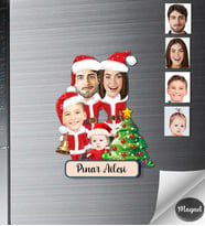 Kişiye Özel Yılbaşı Aile Ahşap Magnet -4